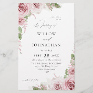 Prospectus 14 Cm X 21,6 Cm Mariage floral rose rose Budget