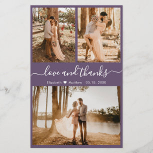 Prospectus 14 Cm X 21,6 Cm Mariage Remerciement Collage Photo Violet Économiq