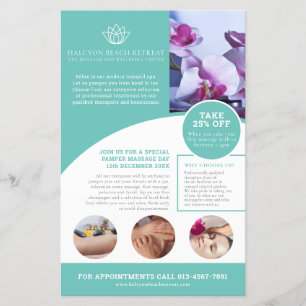 Prospectus 14 Cm X 21,6 Cm massage spa centre de bien-être aqua QR promo flye