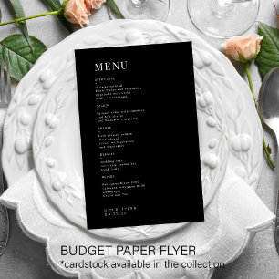 Prospectus 14 Cm X 21,6 Cm Menu Budget simple noir et blanc mariage