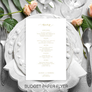 Prospectus 14 Cm X 21,6 Cm Menu de mariage à typographie dorée simple