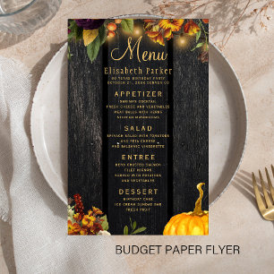 Prospectus 14 Cm X 21,6 Cm Menu de mariage en bois rustique automne
