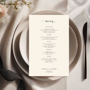Prospectus 14 Cm X 21,6 Cm Menu de mariage simple noir et ivoire