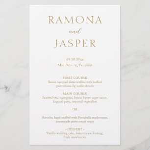 Prospectus 14 Cm X 21,6 Cm Menu de mariage simple or gras moderne