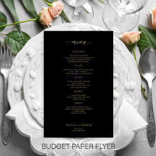 Prospectus 14 Cm X 21,6 Cm Menu de mariage simple or script noir