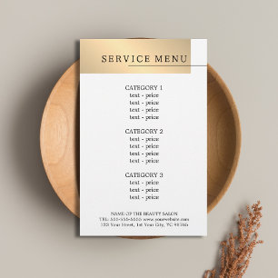 Prospectus 14 Cm X 21,6 Cm Menu Minimal Faux Gold White Black Line