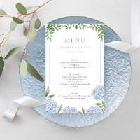 Menu papier Mariage encadré Blue Hydrangea