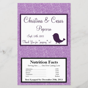 Prospectus 14 Cm X 21,6 Cm Microwave Popcorn Wrapper Bird Swing Purple BG