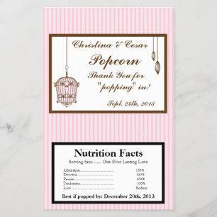 Prospectus 14 Cm X 21,6 Cm Microwave Popcorn Wrapper Birdcage/Pink Stripes ca