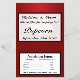 Prospectus 14 Cm X 21,6 Cm Microwave Popcorn Wrapper White Tree Red Black Str