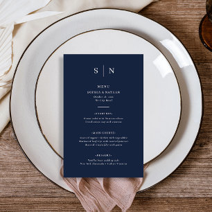 Prospectus 14 Cm X 21,6 Cm Minimal et chic Menu Mariage bleu foncé Marine