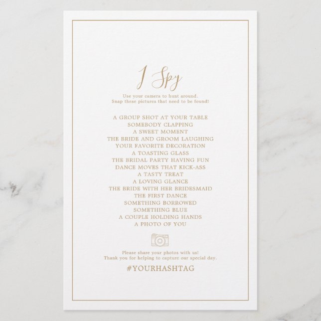 Prospectus 14 Cm X 21,6 Cm Minimaliste Gold I Spy Mariage chasse chasse chass (Devant)