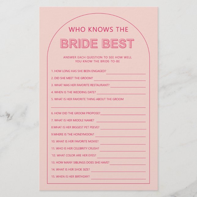 Prospectus 14 Cm X 21,6 Cm Minimaliste qui connaît la mariée meilleure douche (Devant)