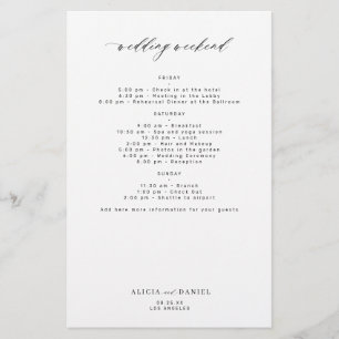 Prospectus 14 Cm X 21,6 Cm Modèle d'itinéraire de week-end de mariage simple 