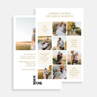 Prospectus 14 Cm X 21,6 Cm Modern 9 Photo White Bridal Shower Flyer