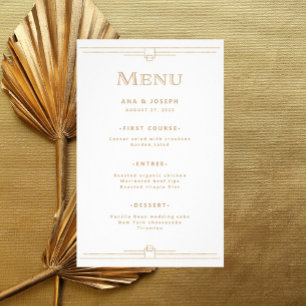 Prospectus 14 Cm X 21,6 Cm Modern Deco Menu de mariage élégant or et blanc
