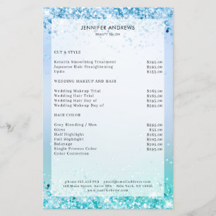 Prospectus 14 Cm X 21,6 Cm Modern  Glitter Salon Price List Flyer