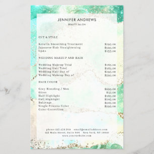 Prospectus 14 Cm X 21,6 Cm Modern Glitter Salon Price List Flyer
