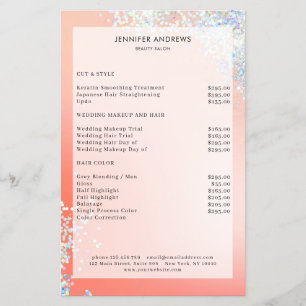 Prospectus 14 Cm X 21,6 Cm Modern Peach Silver Glitter Salon Price List
