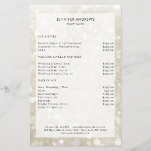 Prospectus 14 Cm X 21,6 Cm Modern Silver-Gold Glitter Salon Price List