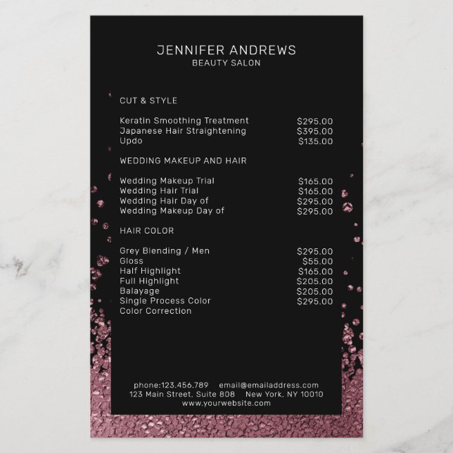 Prospectus 14 Cm X 21,6 Cm Moderne Paillettes Tombée Rosegold (Devant)