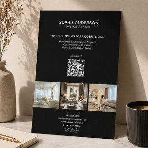 Prospectus 14 Cm X 21,6 Cm Moderne QR Code Photo Personnalisé Noir Entreprise