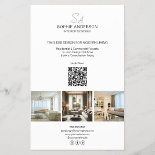 Prospectus 14 Cm X 21,6 Cm Monogramme photo blanc Affaires professionnelles