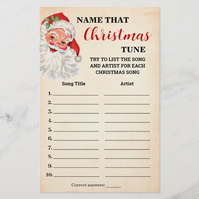 Prospectus 14 Cm X 21,6 Cm Nom de la carte de jeu Père Noël Tune Christmas (Devant)