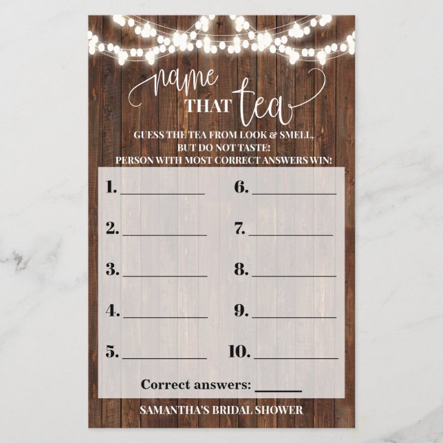 Prospectus 14 Cm X 21,6 Cm Nom de la carte de jeu Tea Western Fête des mariée (Devant)