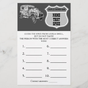 Prospectus 14 Cm X 21,6 Cm Nom de l'épice   Carte de jeu de douche de voiture