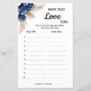 Prospectus 14 Cm X 21,6 Cm Nom qui aime Chanson Blue Flowers Douche Carte de 
