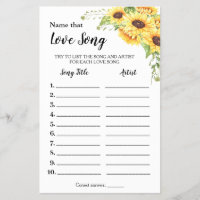 Nom qui Love Song Sunflowers Carte de jeu de douch