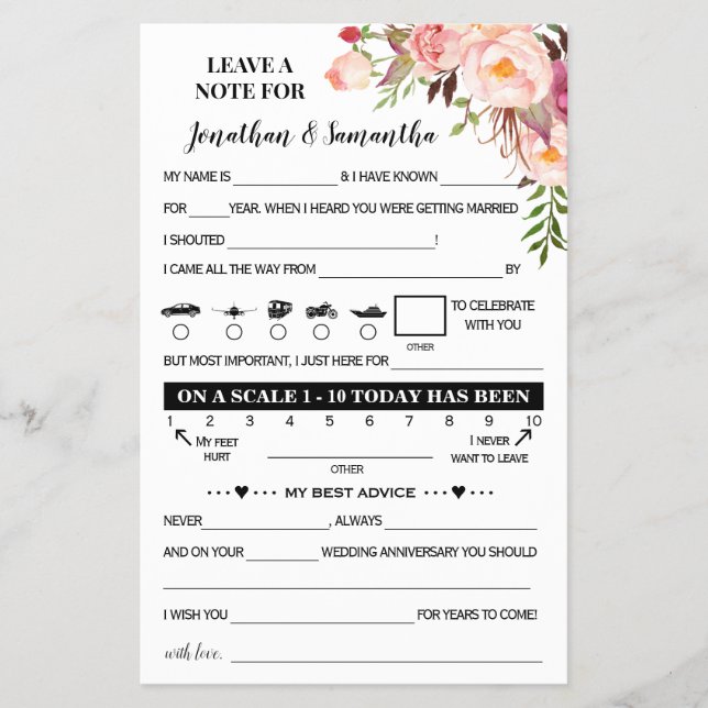 Prospectus 14 Cm X 21,6 Cm Note rose pour la carte de réception mariage en co (Devant)