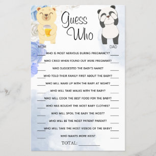 Prospectus 14 Cm X 21,6 Cm Nounours Devinez qui Baby shower carte de jeu