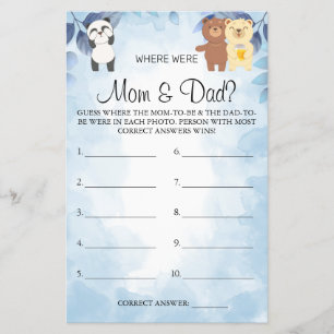Prospectus 14 Cm X 21,6 Cm Nounours Où étaient-ils Baby shower carte de jeu