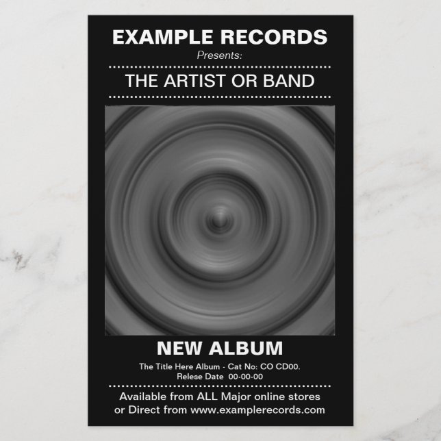 Prospectus 14 Cm X 21,6 Cm Nouveau lancement d'album - Noir (Devant)