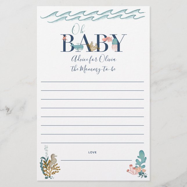 Prospectus 14 Cm X 21,6 Cm Oh Baby Under the Sea Baby shower Conseils aux par (Devant)