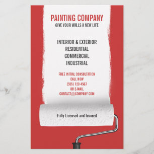 Prospectus 14 Cm X 21,6 Cm Paint Roller Paining Company Contractant flyer