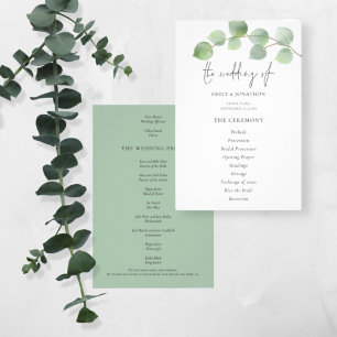Prospectus 14 Cm X 21,6 Cm PAPIER   Programme moderne de mariage Eucalyptus