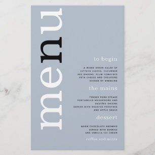 Prospectus 14 Cm X 21,6 Cm PAPIER Simple Dusty Blue Typography Menu Mariage
