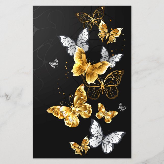 Prospectus 14 Cm X 21,6 Cm Papillons blancs et dorés (Devant)