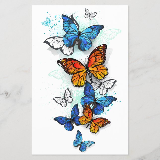 Prospectus 14 Cm X 21,6 Cm Papillons volants Morpho et Monarch (Devant)