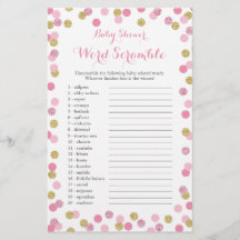 Parties scintillant rose et or Baby shower Word Sc