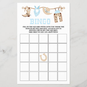 Prospectus 14 Cm X 21,6 Cm Pastel Cowboy Baby shower Bingo