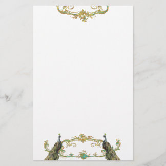 Prospectus 14 Cm X 21,6 Cm Peacock n Gold Filigree Flyer Faire-part