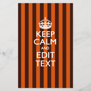 Prospectus 14 Cm X 21,6 Cm Personalisé KEEP CALM Your Text on Orange Stripes