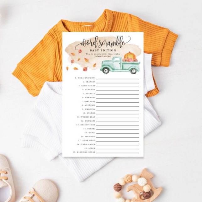 Prospectus 14 Cm X 21,6 Cm Petit Citrouille Mot Bébé Mot Scramble Papier Cart (Have some fun at your shower with this easy to play game!)