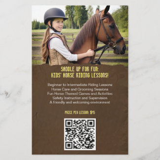 Prospectus 14 Cm X 21,6 Cm Petit Flyer de leçon d'équitation pour enfants