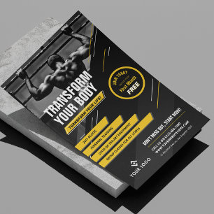 Prospectus 14 Cm X 21,6 Cm Photo Gym Logo noir et jaune - Exercice promotionn