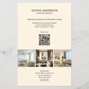 Prospectus 14 Cm X 21,6 Cm Photo personnalisée moderne QR Cream Professionnel
